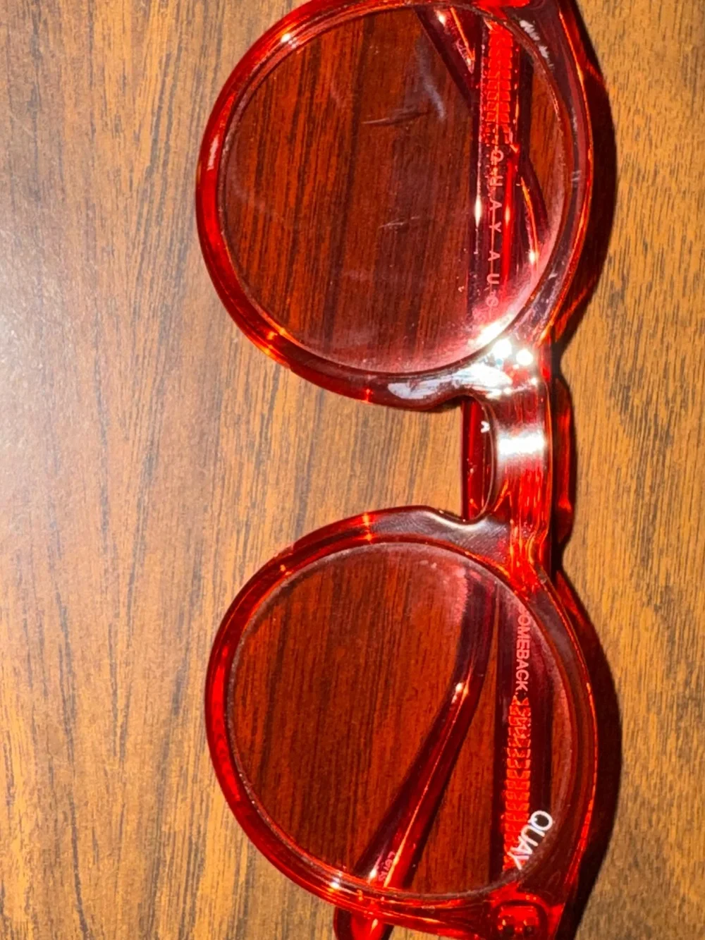 Quay Australia Transparent Red Round Sunglasses